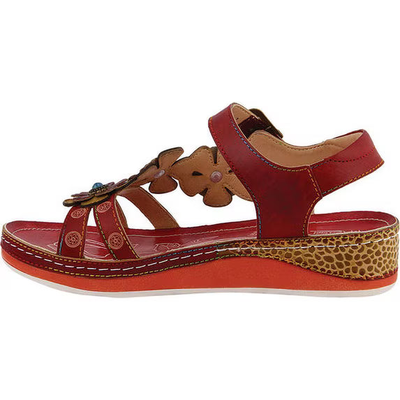 L'Artiste Goodie Hand-Painted Leather Floral Sandal - 10.5