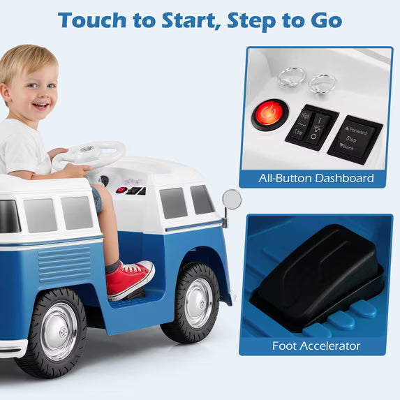 Licensed Volkswagen 12V Kids Ride on Car by OLAKIDS with Cup Holder, LED Headlight, Music & Horn, Kids Electric Vehicles for 3-6 Years Old