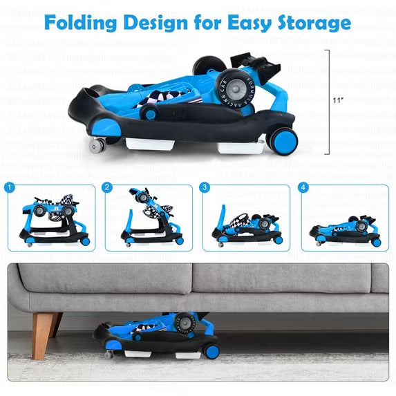 4-in-1 Baby Activity Pusher Adjustable Height Blue