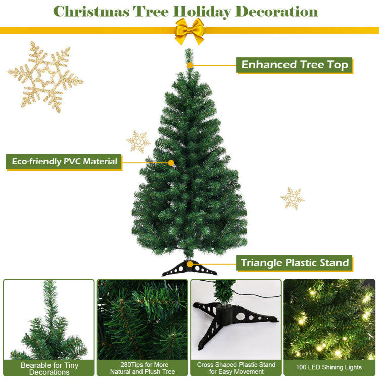 Costway 4ft Tabletop Christmas Tree - LED Lights, Premium PVC