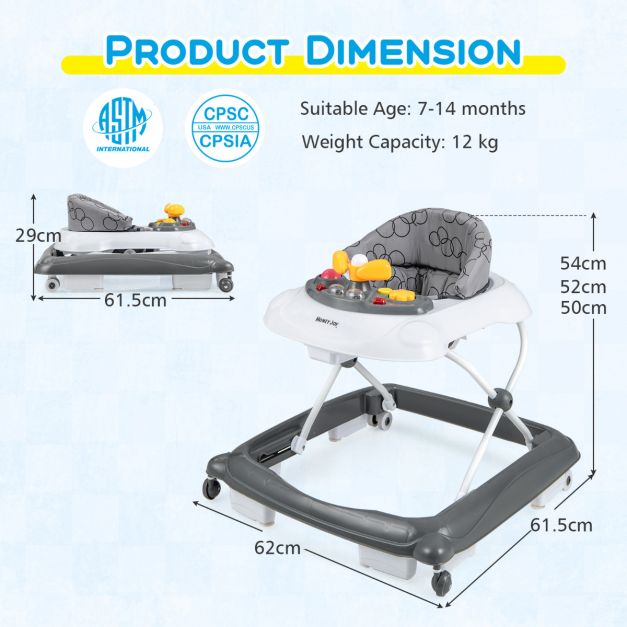 Foldable Baby Walker Toddler Activity Center Push Walker Costway