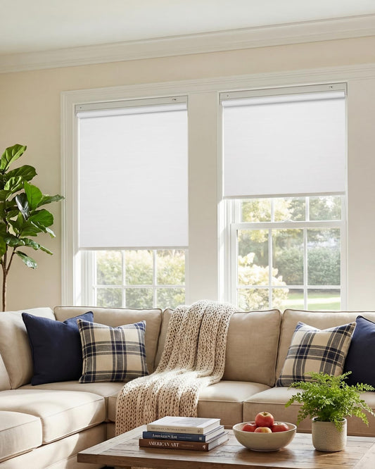 No-Drill Motorized Blinds with Remote, Blackout Roller Shades - 44"W x 72" H