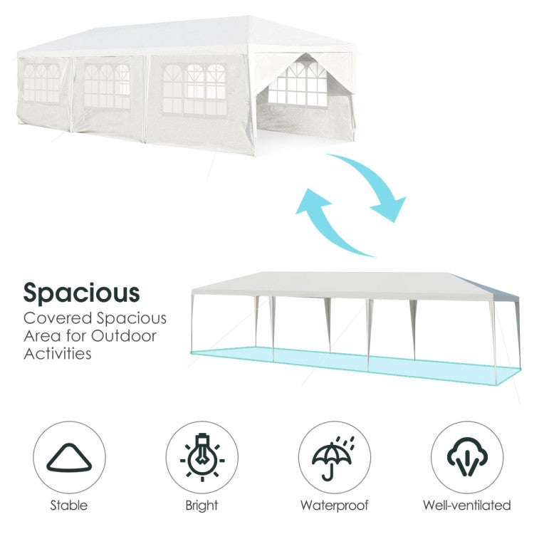 10 x 30 Feet Outdoor Canopy Tent with 6 Removable Sidewalls and 2 Doorways