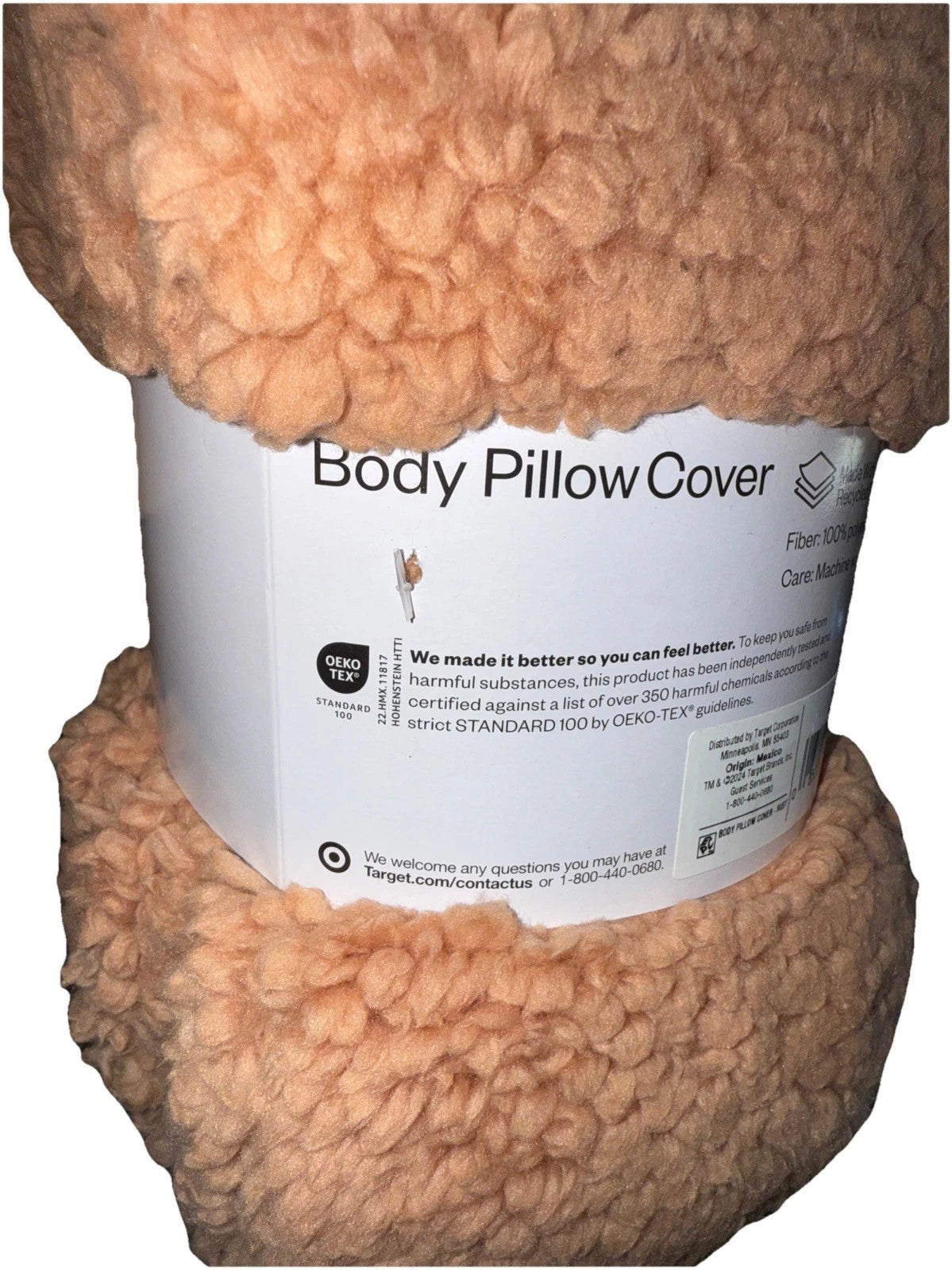 Soft Faux Fur Body Pillow Cover 20" x 50" Room Essentials Rust NEW Room Essentials
