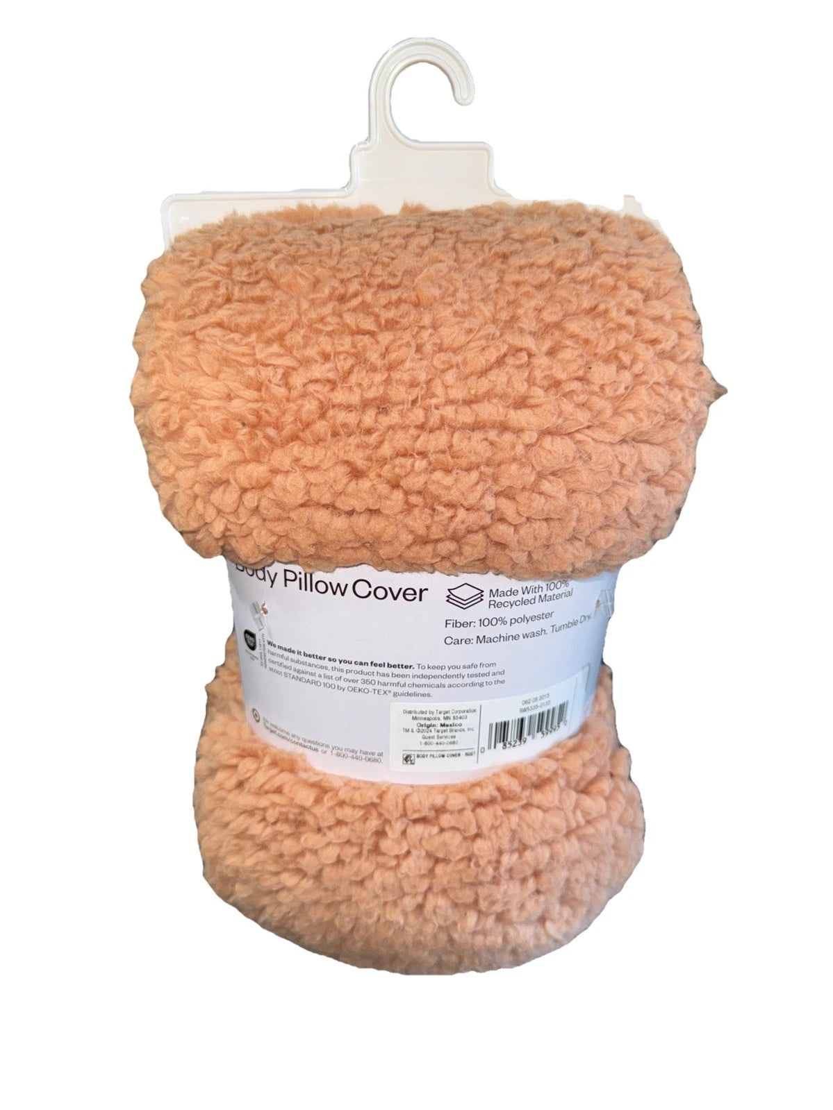 Soft Faux Fur Body Pillow Cover 20" x 50" Room Essentials Rust NEW Room Essentials