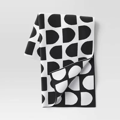 Threshold 60x50" Geometric Jacquard Knit Reversible Throw Blanket, Black Threshold