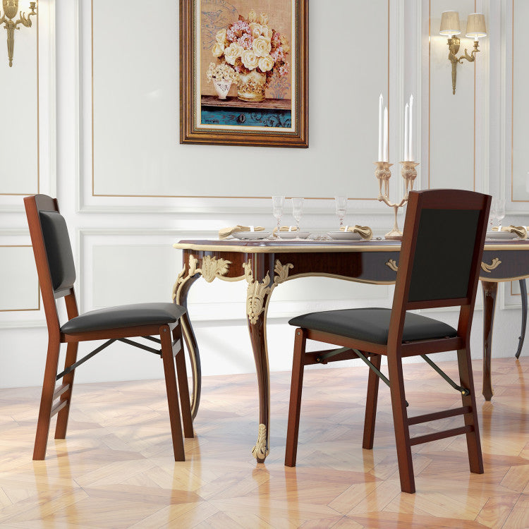 Set of 2 Folding Dining Chairs with Padded Seat and High Backrest